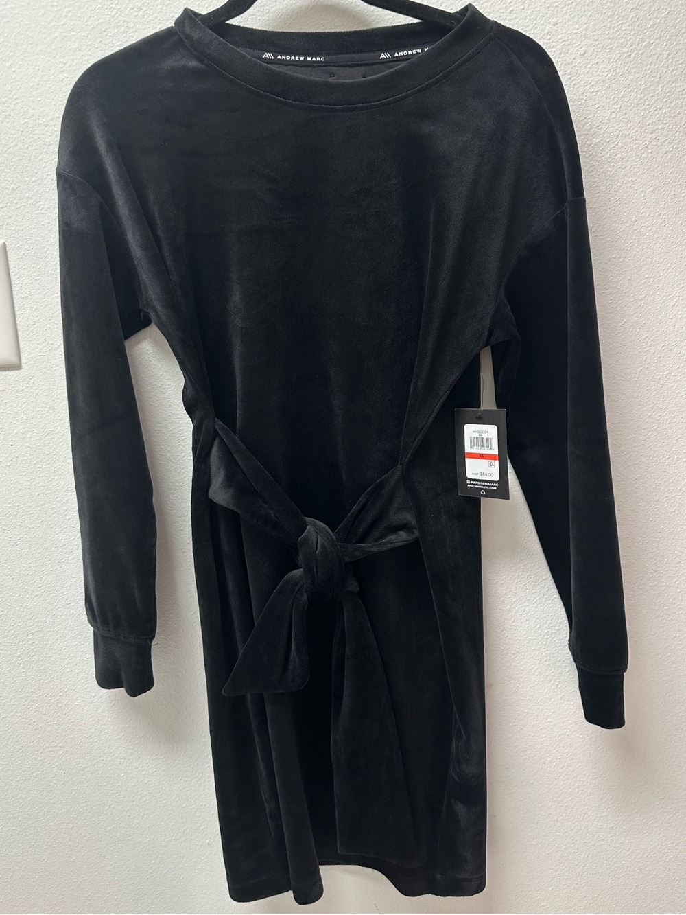 Andrew Marc Black Velvet Tie-Waist Girls' Dress